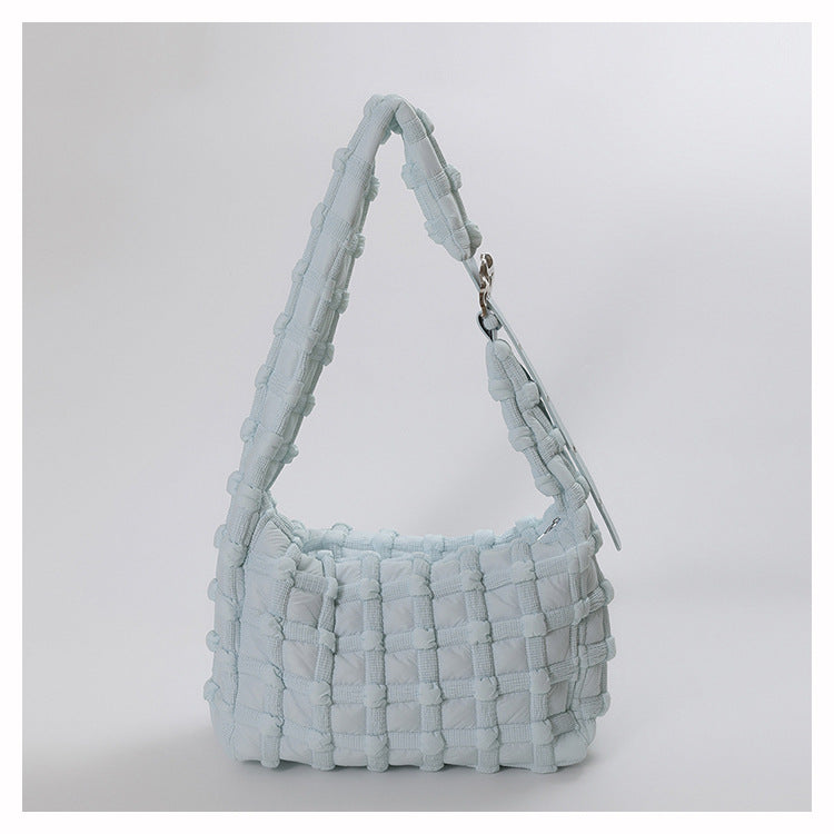 Pleated cloud bag fashion chequered puff bag casual shoulder bag Commuter Tote bag Large capacity