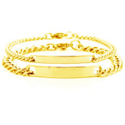 Fashion personality strip engraved two color couple bracelet stainless steel bracelet Valentine's holiday