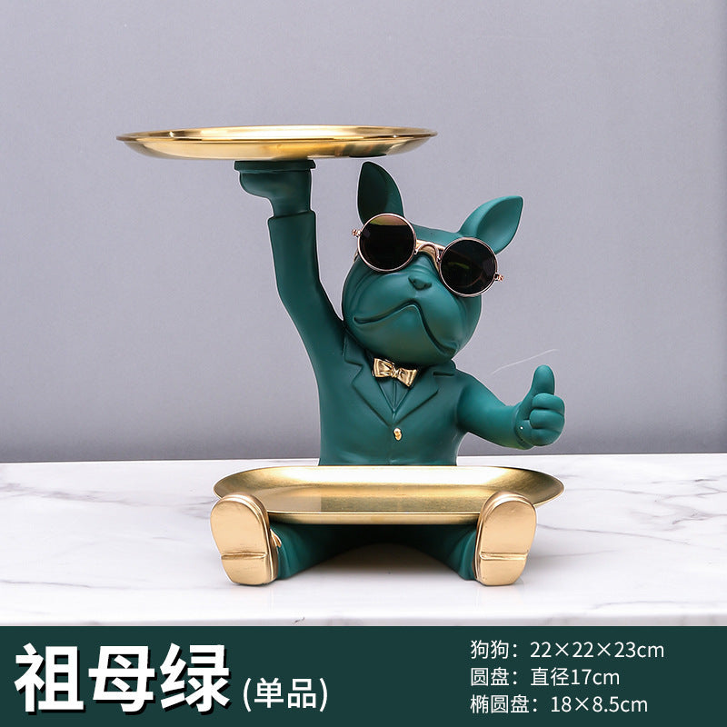 Creative wealth dog decoration Porch key storage tray Table candy dish home decor Housewarming