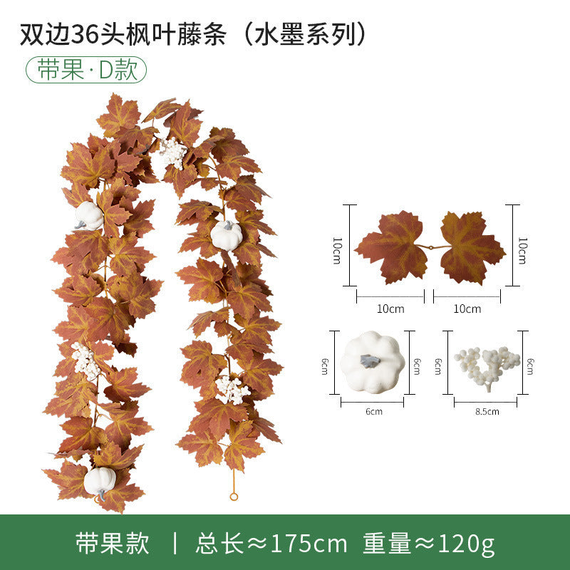 Simulation flower festival pumpkin harvest rattan Thanksgiving home decoration simulation maple leaf people fake flowers maple leaf