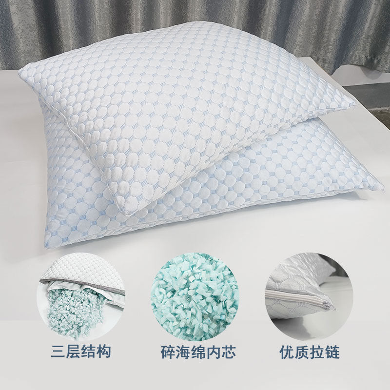 Cool fabric Blue Chip Memory Cotton pillow Slow rebound chip sponge pillow Blue chip sponge pillow