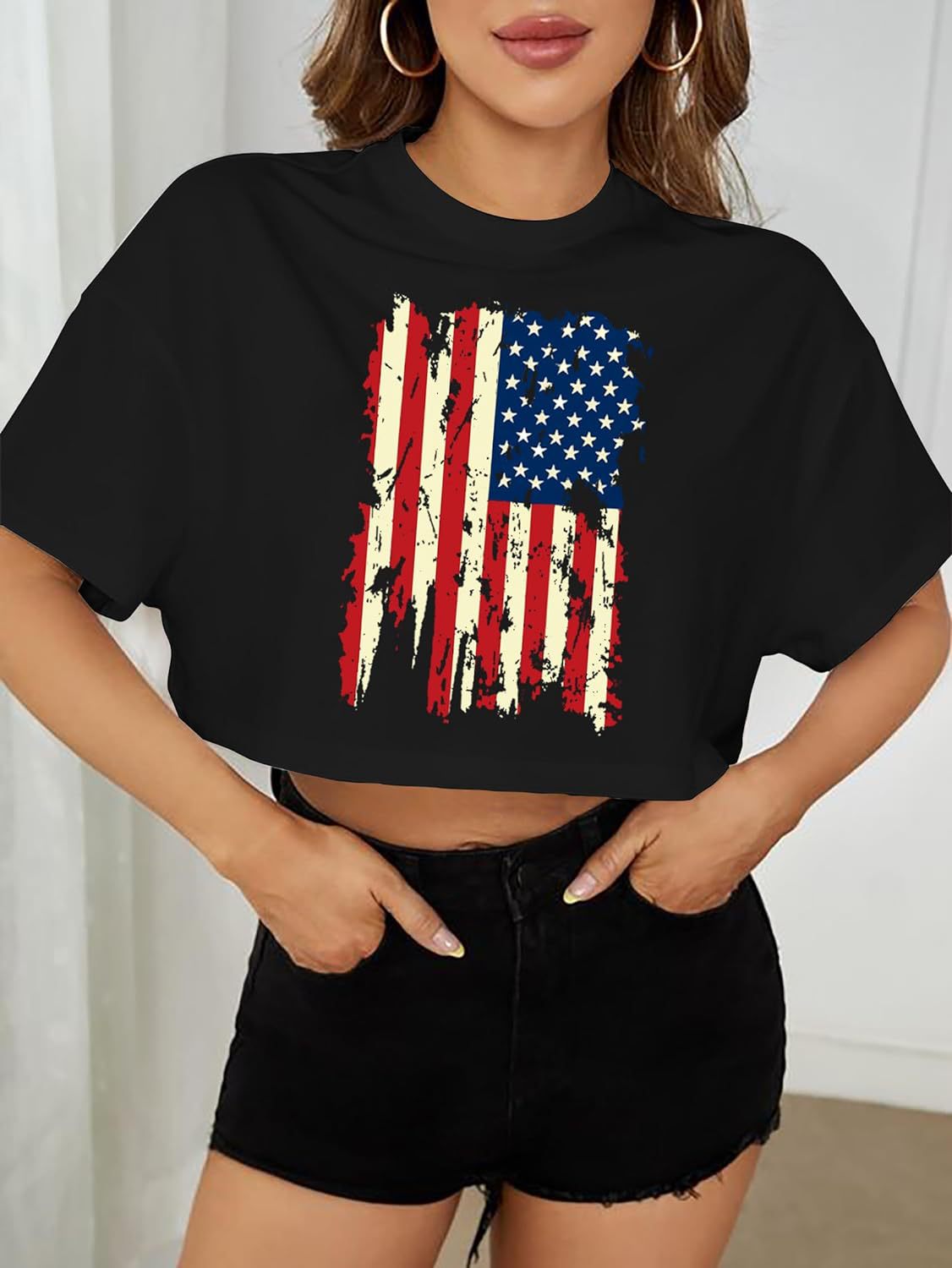 American flag crop top Patriotic T-shirt