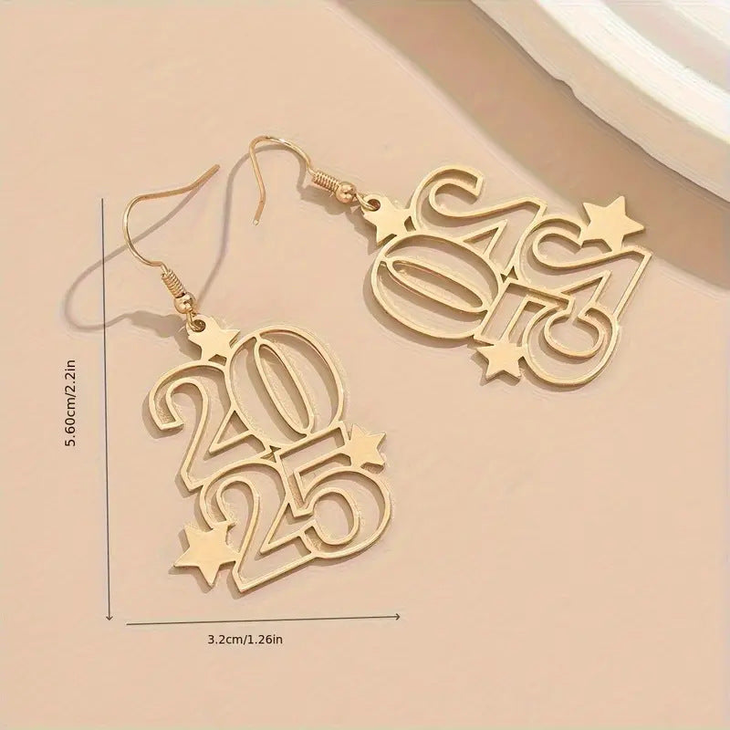 New digital earrings Creative Fashion boho style galvanized design New Year earrings Straight hair