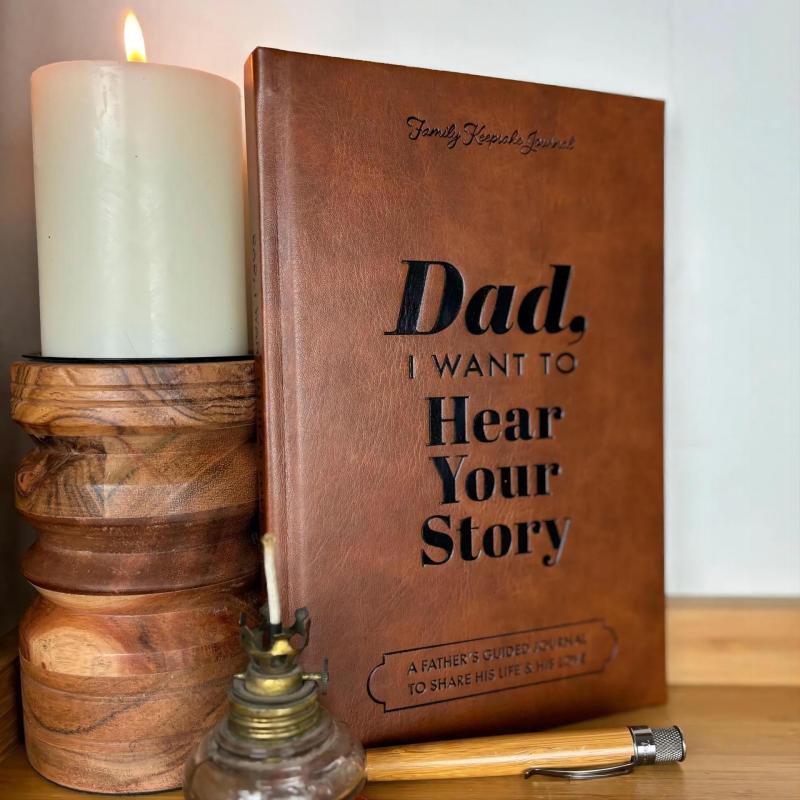 I Want to Hear Your Story. Dad, mom, Grandpa leather notebook