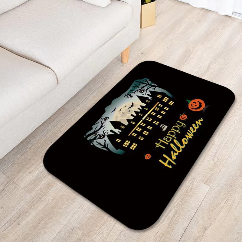 Scary Halloween blood footprints pumpkin floor mat home bathroom door diatom mud soft foot mat