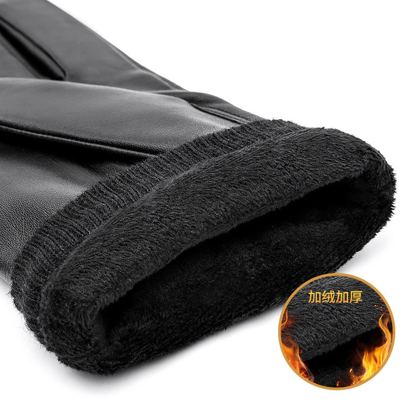 Bison sheepskin leather gloves fleeced to keep warm for men winter riding thick for winter riding motorcycles