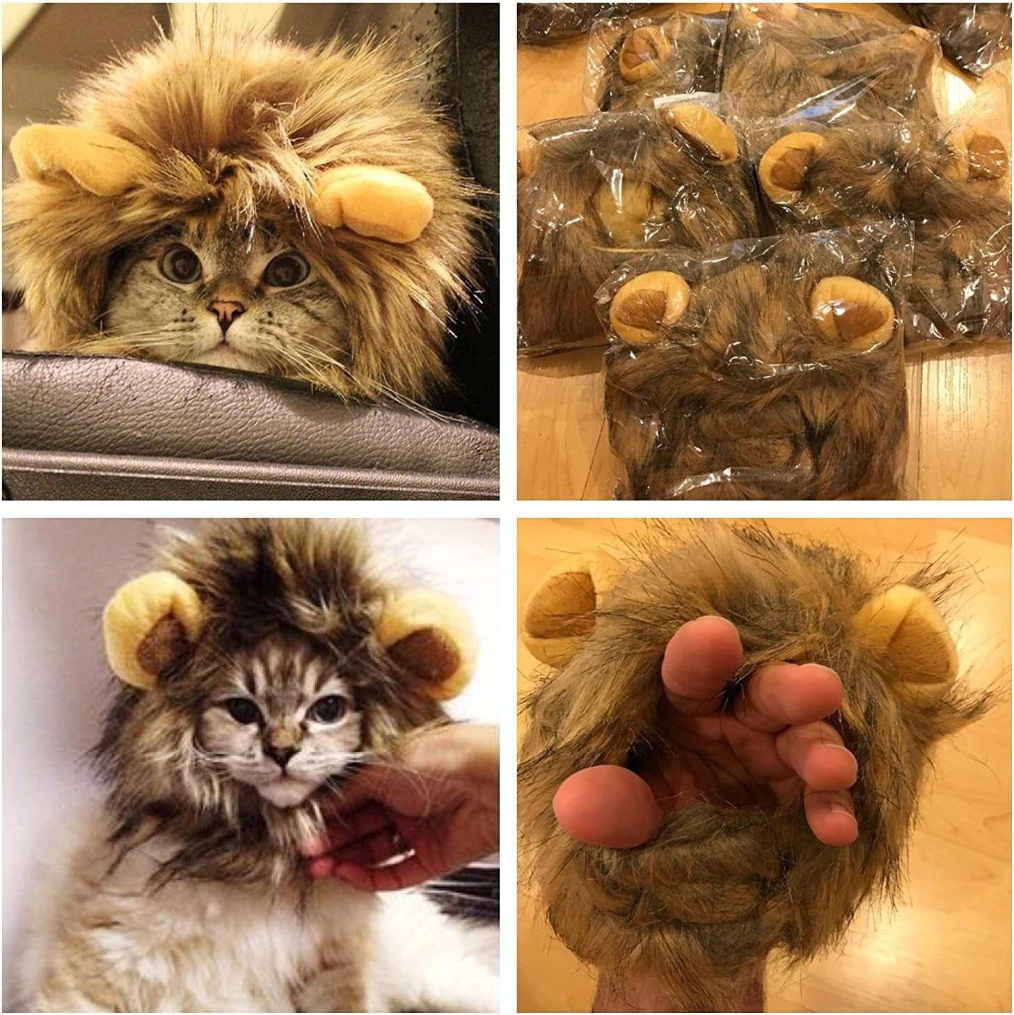 Pet dog cat wig hat lion head