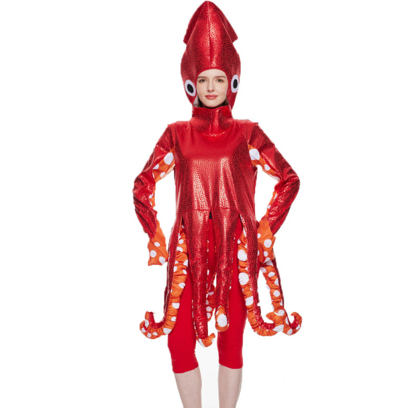 New adult squid costumes available for Halloween sea creature party onesie costumes