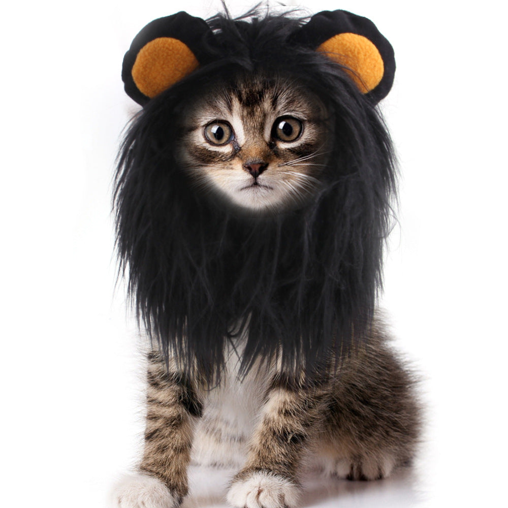 Pet wig funny dress up dog cat costume lion head