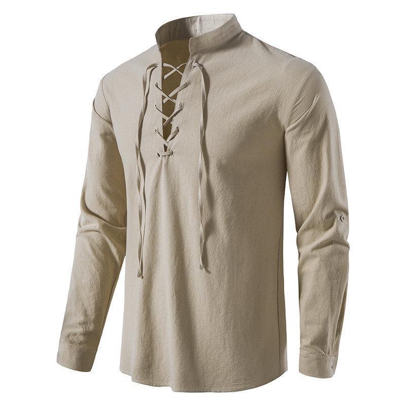 Men's long sleeve cotton linen shirt