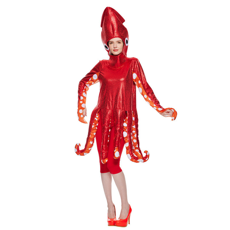 New adult squid costumes available for Halloween sea creature party onesie costumes