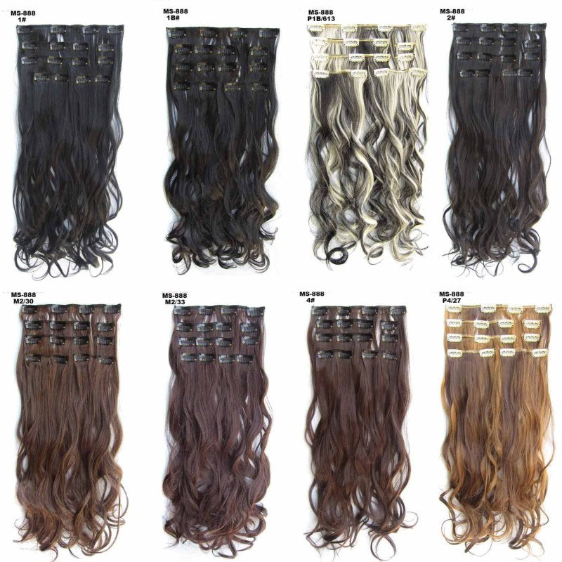 Wig hair extension piece female wig ultra realistic long curly hair without trace invisible hair extension card hair set 7 pieces