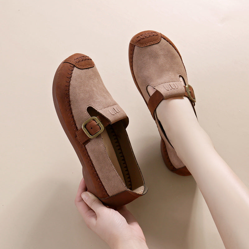 Women's shoes fall new Maillard color flat slip-on casual bean shoes retro everything Birken shoes