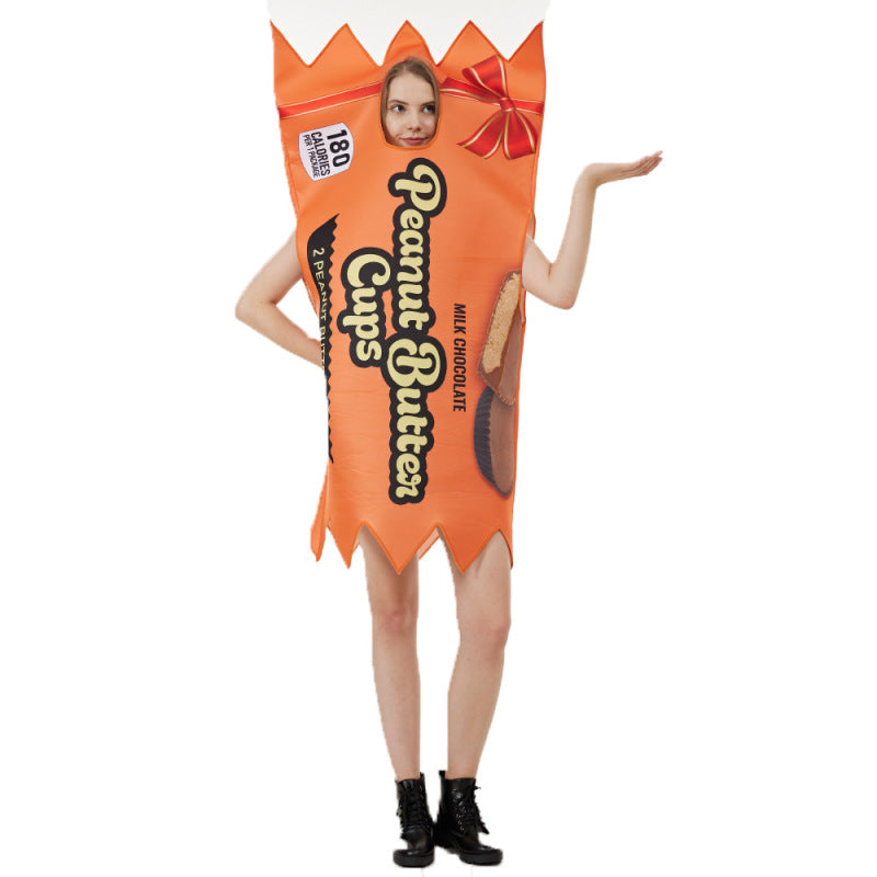 Halloween party costume Peanut butter chocolate bar cosplay couple costume onesie fun costume