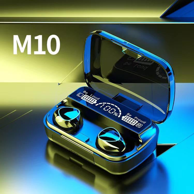 Meilundi new M10 blue earphones Stereo earbuds Digital display TWS Sports Blue earphones black