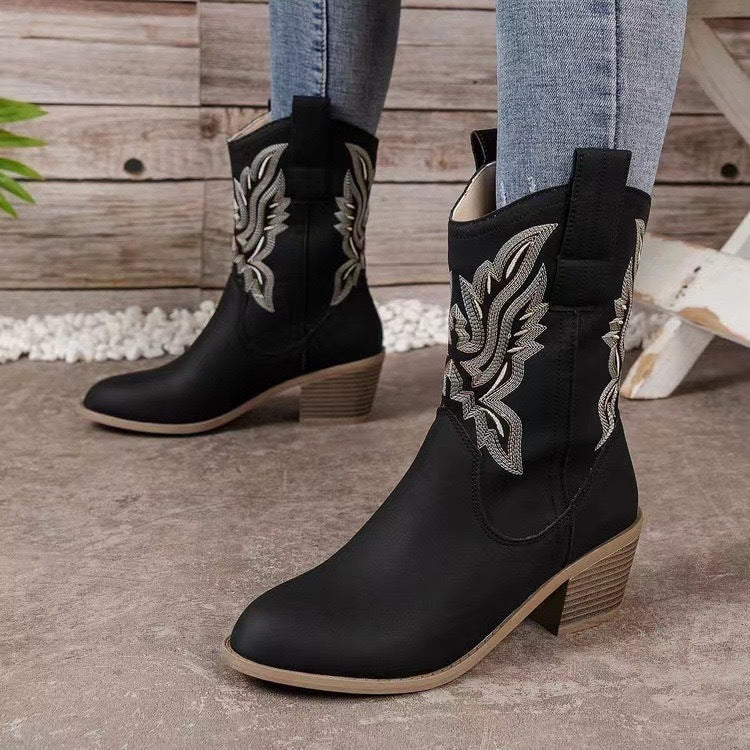 New Western cowboy boots Embroidered Knight boots Marten boots Thigh-high boots for Women