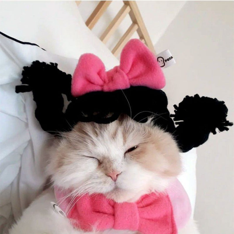 Pet wig head set cat headdress accessories