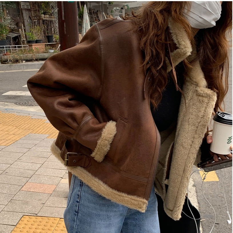 Imitation leather jacket locomotive clothing