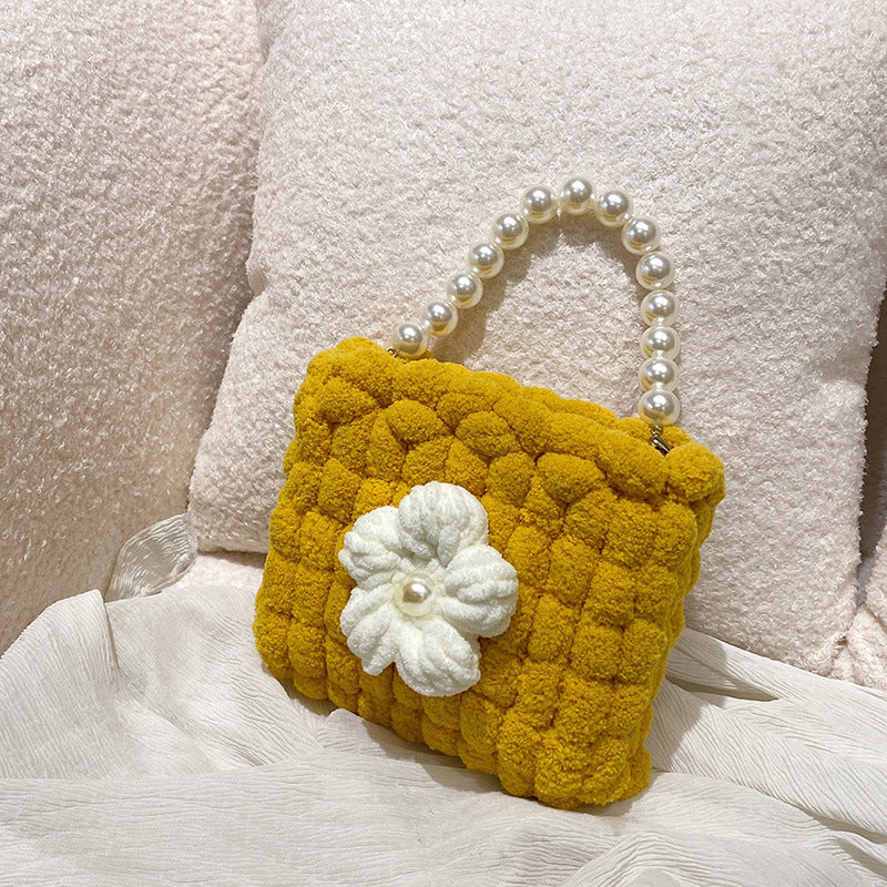 DIY hand-woven Bag Cream Puff Flower Bag DIY material bag for girlfriend