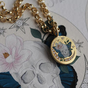 Stainless steel fashion skull painting DIY pendant necklace in the furnace vacuum electroplating 18K gold preservation color