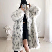 Imitation fur coat mid-length long-sleeved