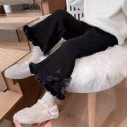 New girls' pants plus cashmere autumn and winter foreign style children's thickened one bell bottoms baby winter long pants