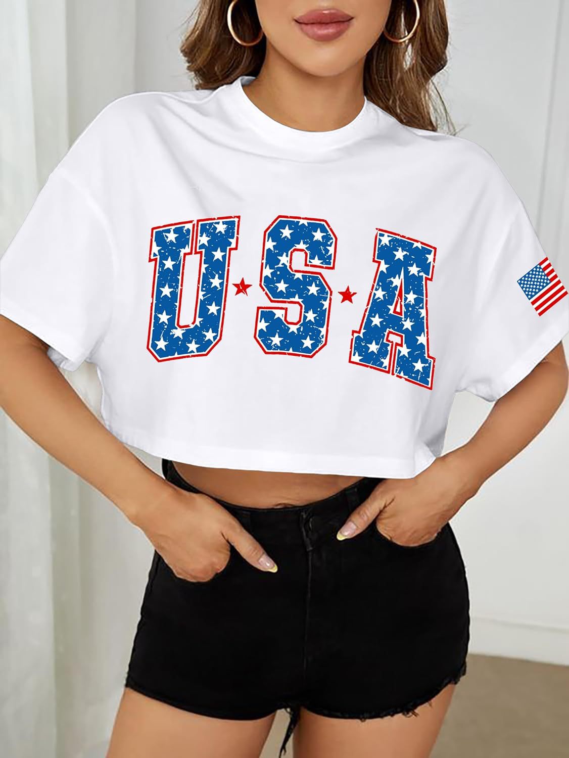 American flag crop top Patriotic T-shirt