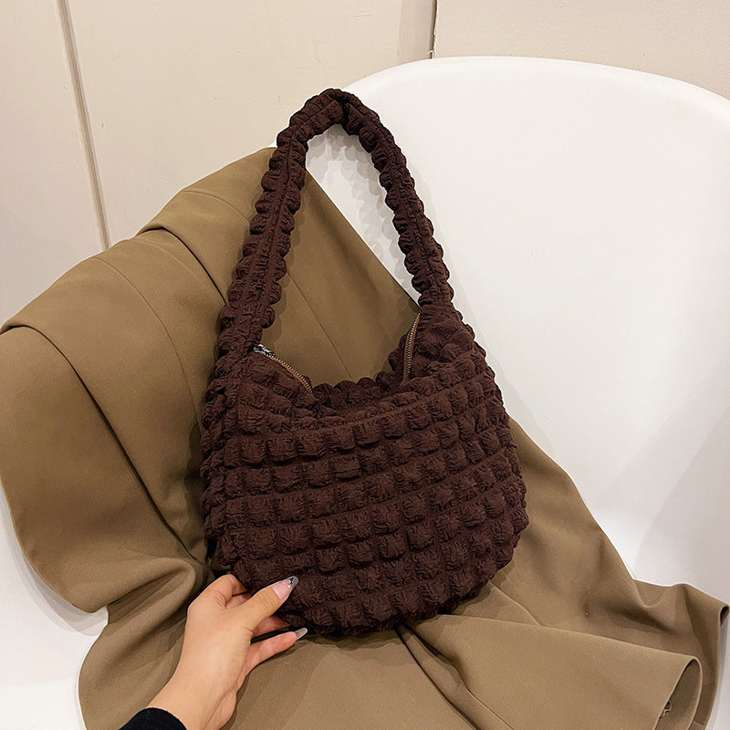 Women's new seersucker pleated cloud bag puff bag