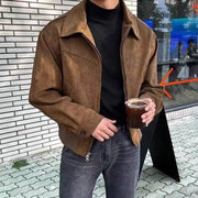 Maillard wore American antique brown coffee suede coat men's spring and autumn vintage short flight jacket