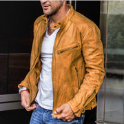 Men's Autumn/Winter PU leather jacket for men Youth standing collar Punk leather jacket for men biker
