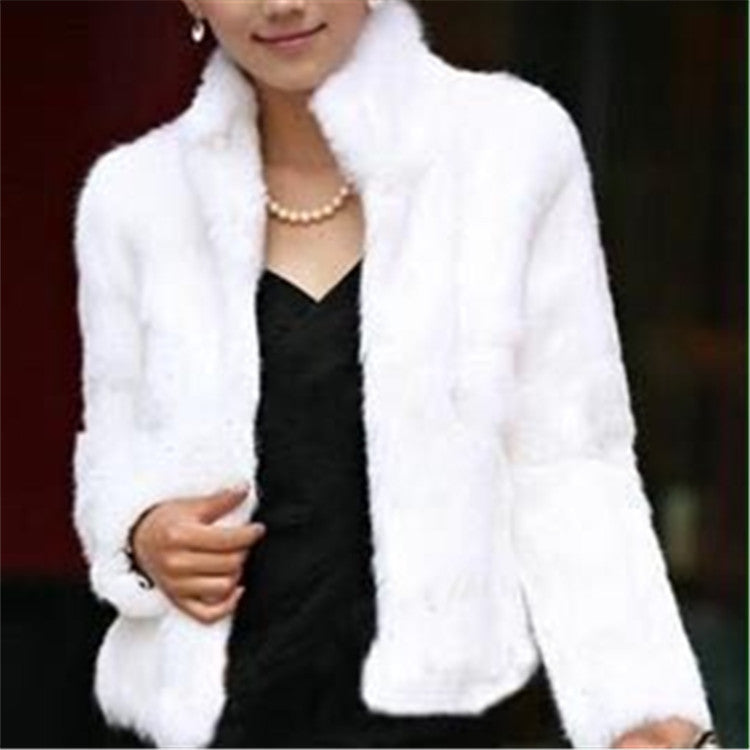 Imitation fur rabbit hair short collar coat furry warm coat