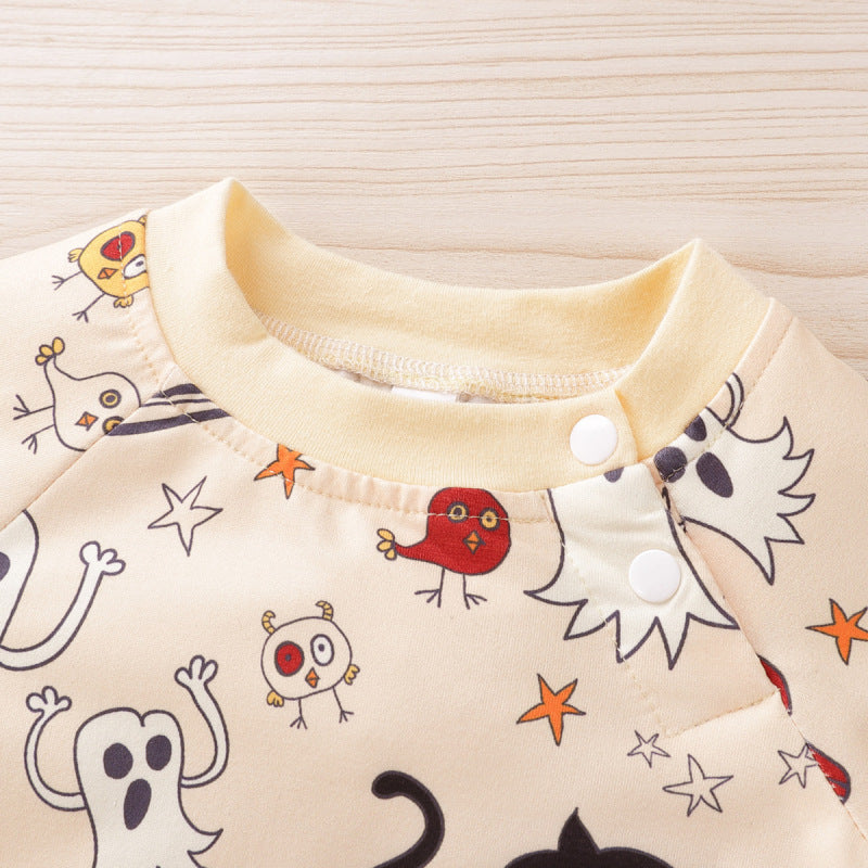 Autumn new Halloween baby onesie long sleeve clothing animal print crawling suit