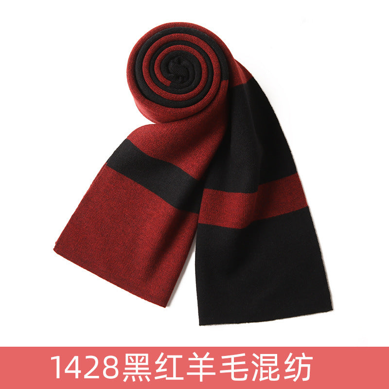 Wool scarf advanced simple plaid cashmere scarf for men and women all winter knitted scarf