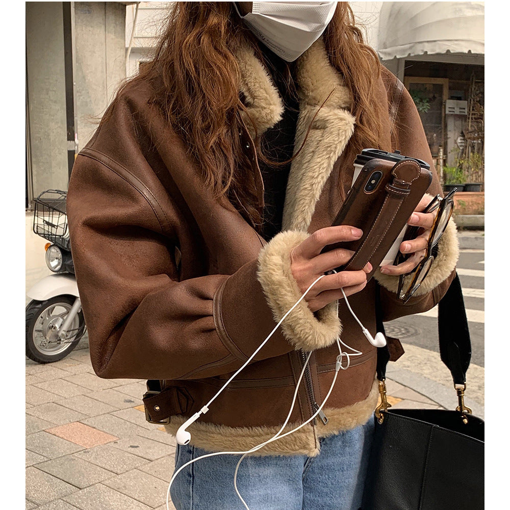 Imitation leather jacket locomotive clothing