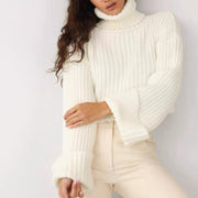 Turtleneck sweater women loose outside to wear new autumn and winter short high-waisted fashion knitted top