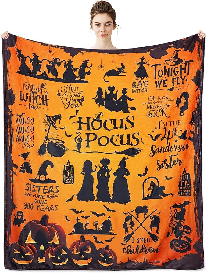 Halloween Pumpkin Blanket, Bat Blanket